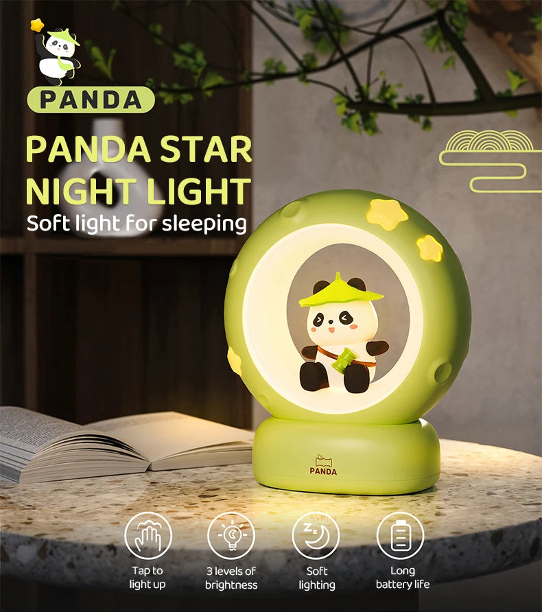 3Style Moon Night Light Cute Rabbit Cat Panda Lamps Room Bedside Decoration USB Rechargeable Kawii Animal Gift Warm Soft Light