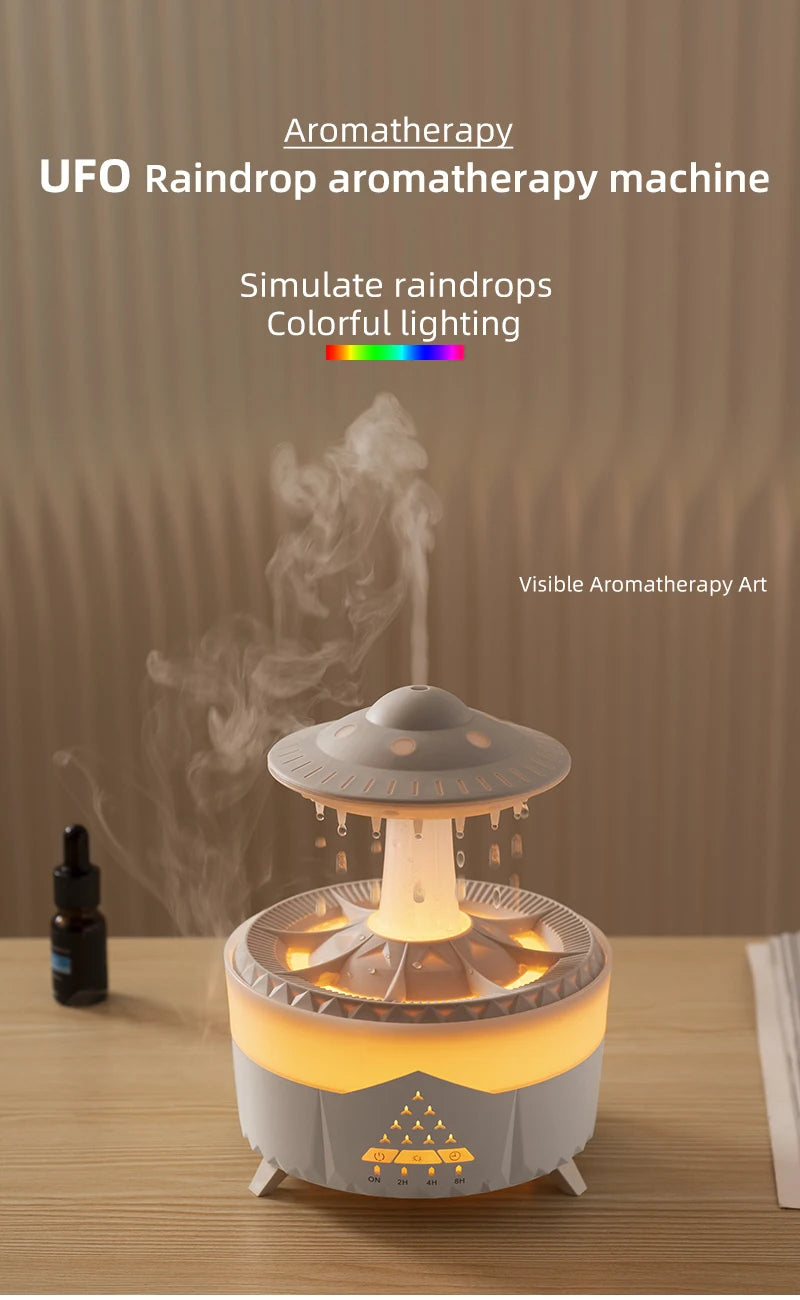 350ml Aroma Air Humidifier Mini Usb Remote Control Raindrop Colorful Light Aromatherapy Room Rain Cloud Aroma Oil  Diffuser