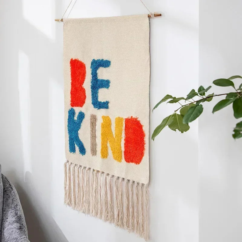Macrame Wall Hanging Tapestry Nordic Cotton Tassel Handmade Woven Bohemian Geometric Canvas Cloth Home Living Room Boho Decor