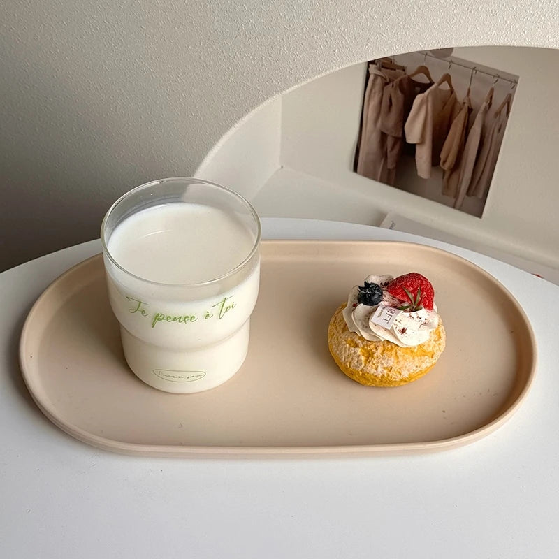 PP Oval Tray Cake Dessert Utensil Tray Ins Korean Dumpling Plate Jewelry Storage Plate Restaurant Insulation Pad Fruit Plate