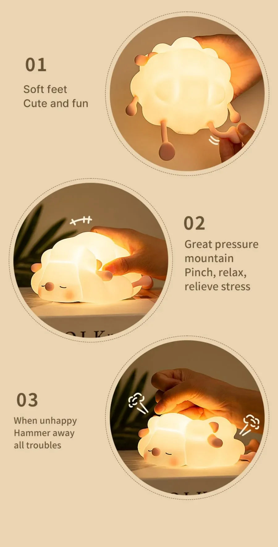 Cute LED Night Light Panda Sheep Rabbit Silicone Nightlights Timing USB Rechargeable For Bedroom Decoration Kids Birthday Gift