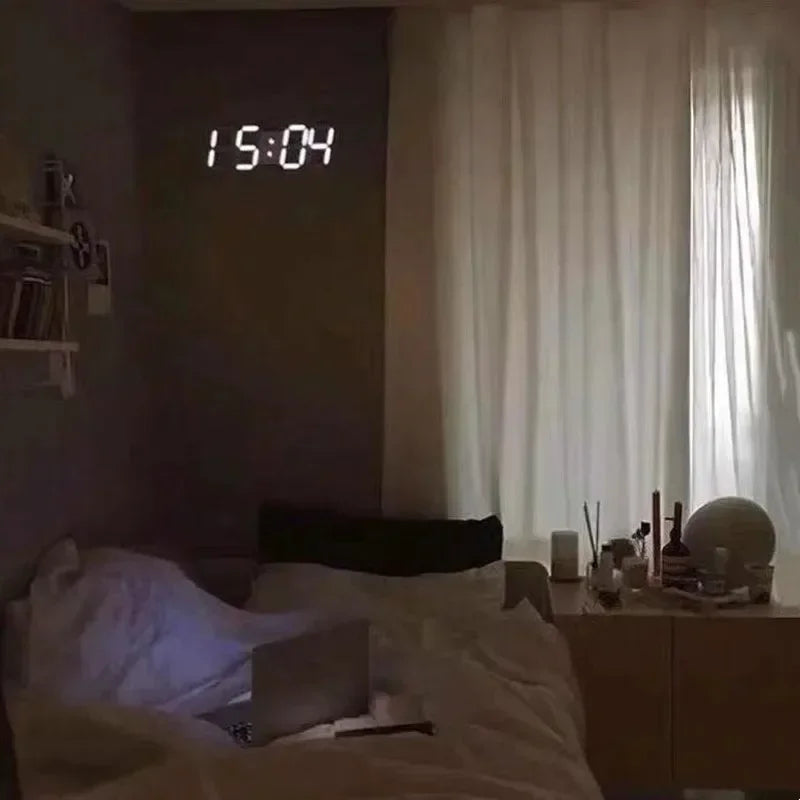 LED Clock Bedroom Home for You Adjustable Digital Wall Clock Hair Accessories Living Room Night Light Mode 3D Decor Decorate