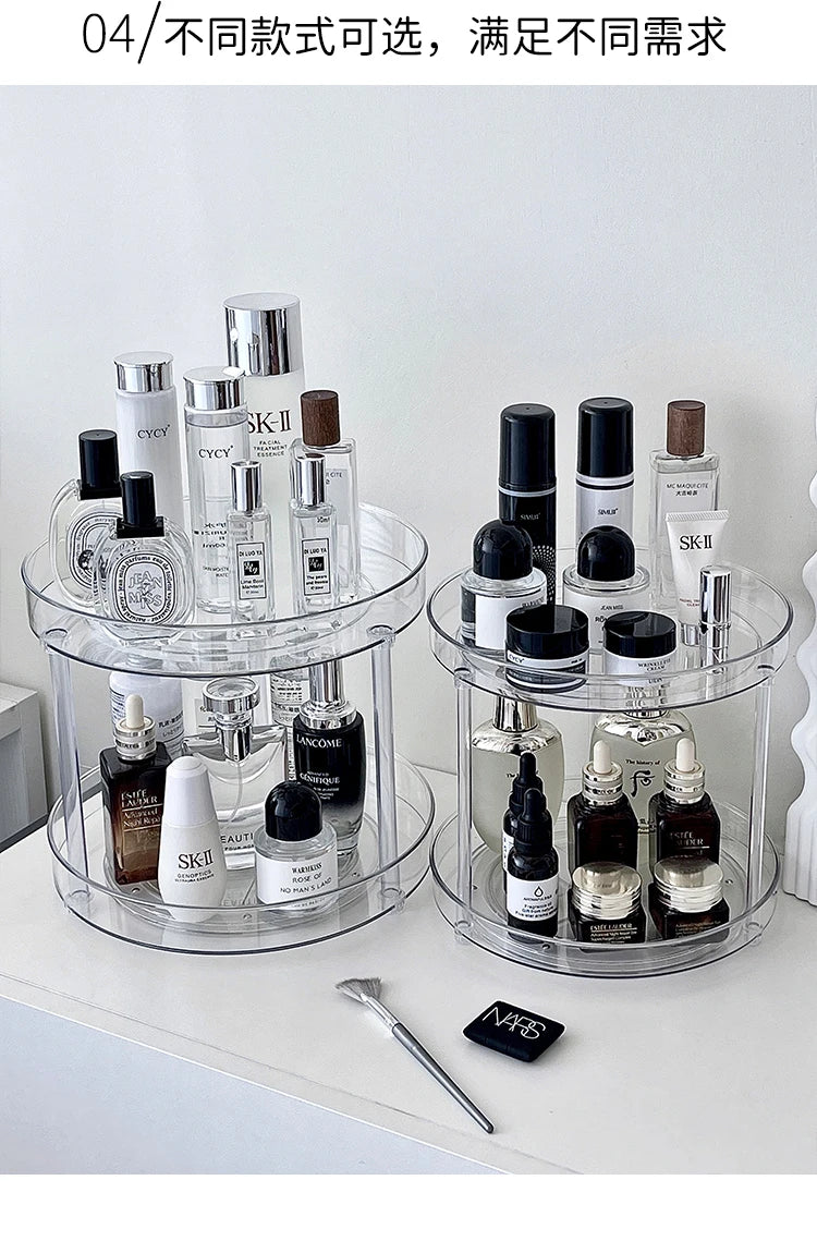 360° Rotatable Desktop Cosmetic Rack Bathroom Shelf Large-capacity Perfume Aromatherapy Skin Care Product Storage Rack Organizer