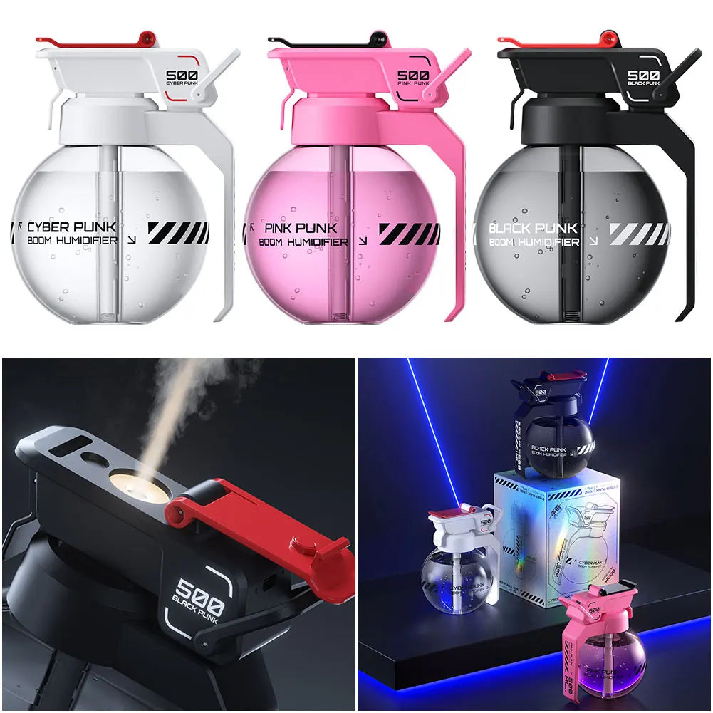 2025 Grenade Air Humidifier Essential Oil Diffuser Cyberpunk Decorative ir Diffuser Humidifier for Bedroom Home Office 500ml