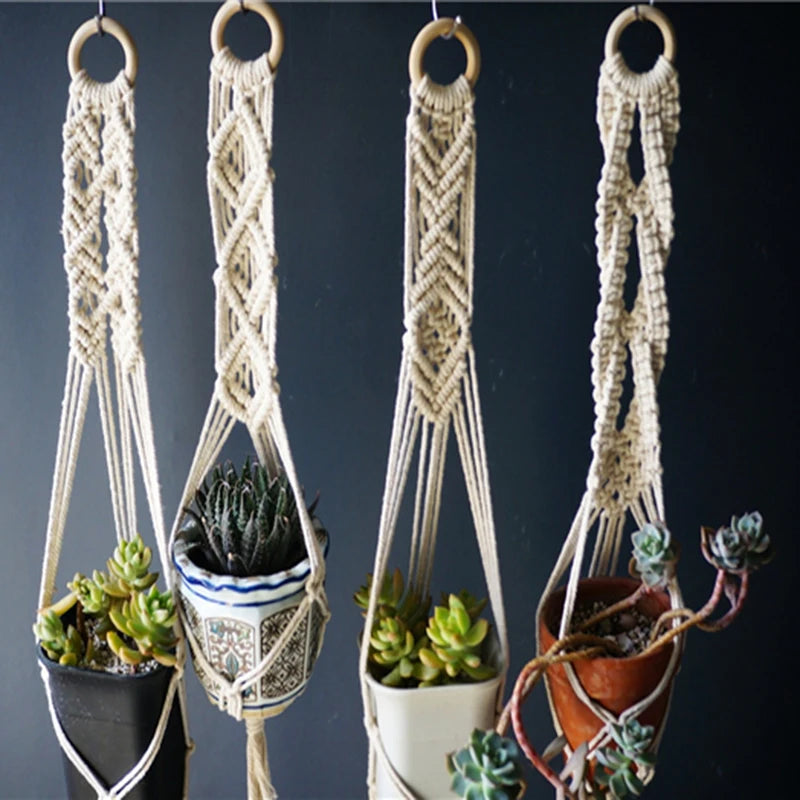 5PCS/set handmade macrame infoor plant hanging for flower pot  boho style macrame plant hanger