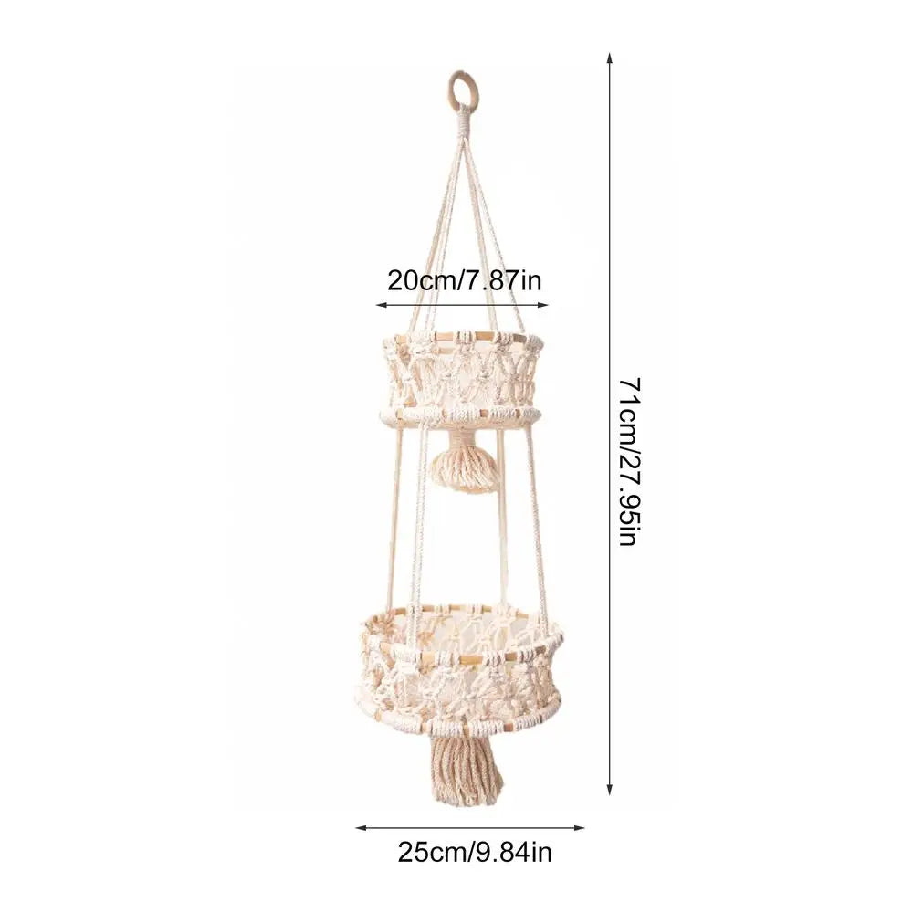 Hanging Hand-woven Macrame Plant Hanger Flower Pot Planter Hanger Wall Decor Courtyard Garden Hanging Planter Hanging Basket