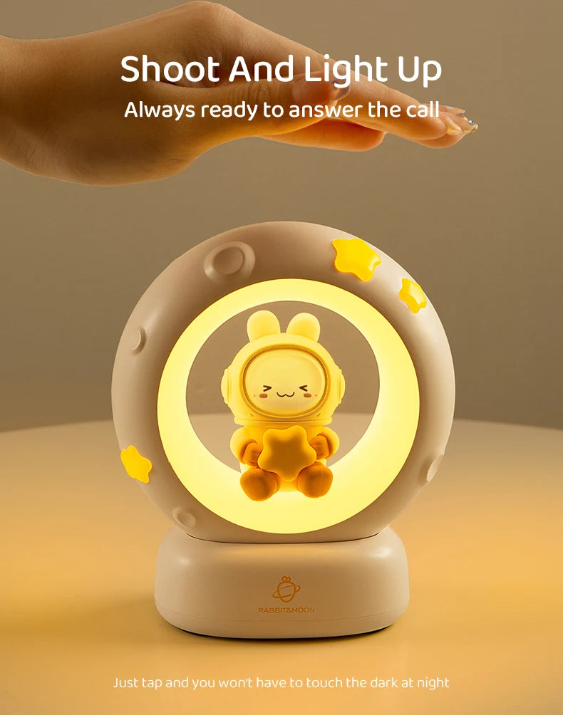 3Style Moon Night Light Cute Rabbit Cat Panda Lamps Room Bedside Decoration USB Rechargeable Kawii Animal Gift Warm Soft Light