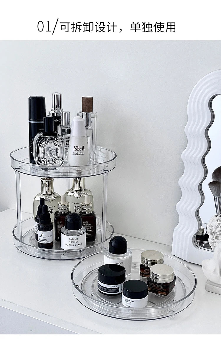 360° Rotatable Desktop Cosmetic Rack Bathroom Shelf Large-capacity Perfume Aromatherapy Skin Care Product Storage Rack Organizer