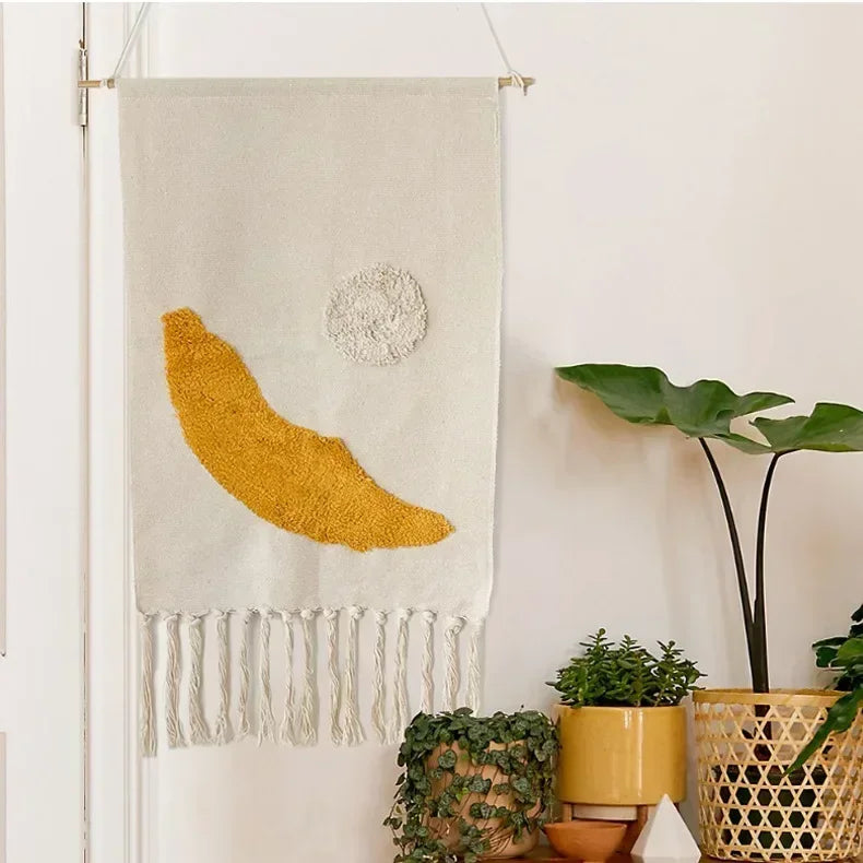 Macrame Wall Hanging Tapestry Nordic Cotton Tassel Handmade Woven Bohemian Geometric Canvas Cloth Home Living Room Boho Decor