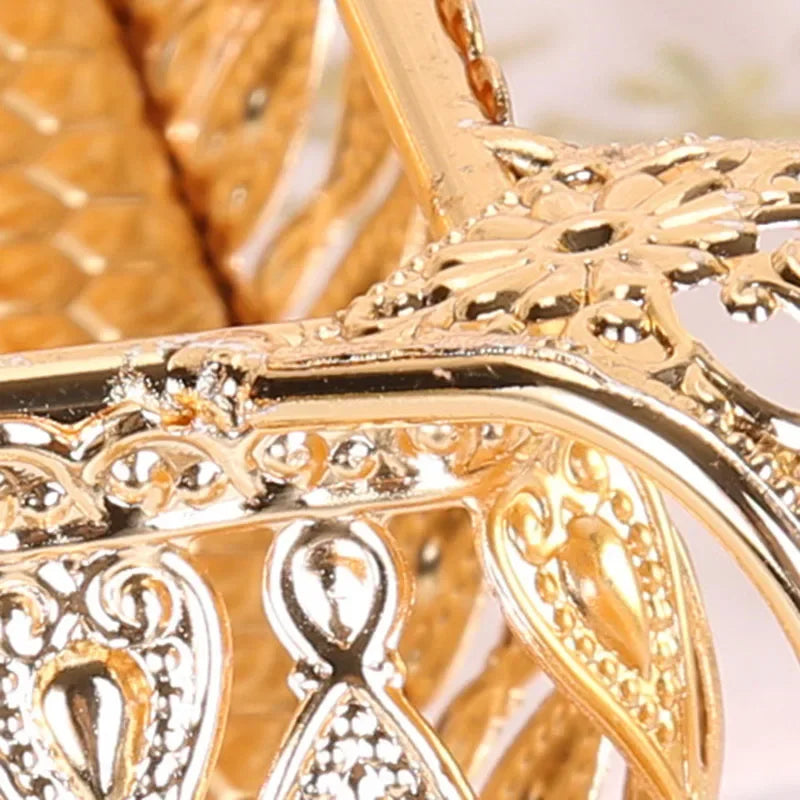 Creative Vintage Gold Fruit Tray Golden Round Square Fruit Plate Multi-Function Metal Snack Home Storage Plate Tablewear