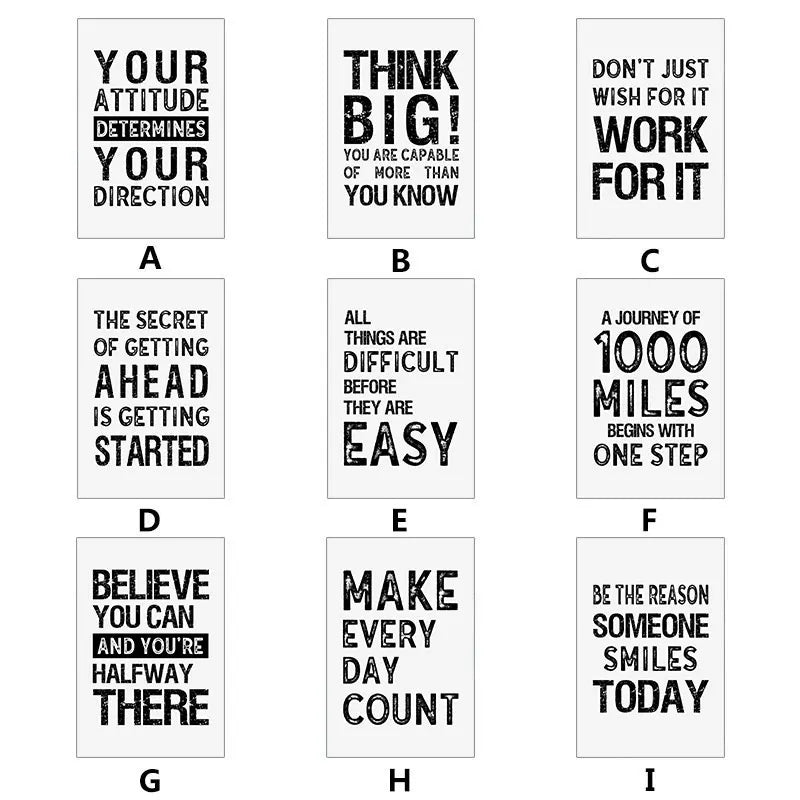 Black White Inspirational Quotes Canvas Art Poster Print Modern Nordic Wall Decorative Picture for Living Room Office Home Decor