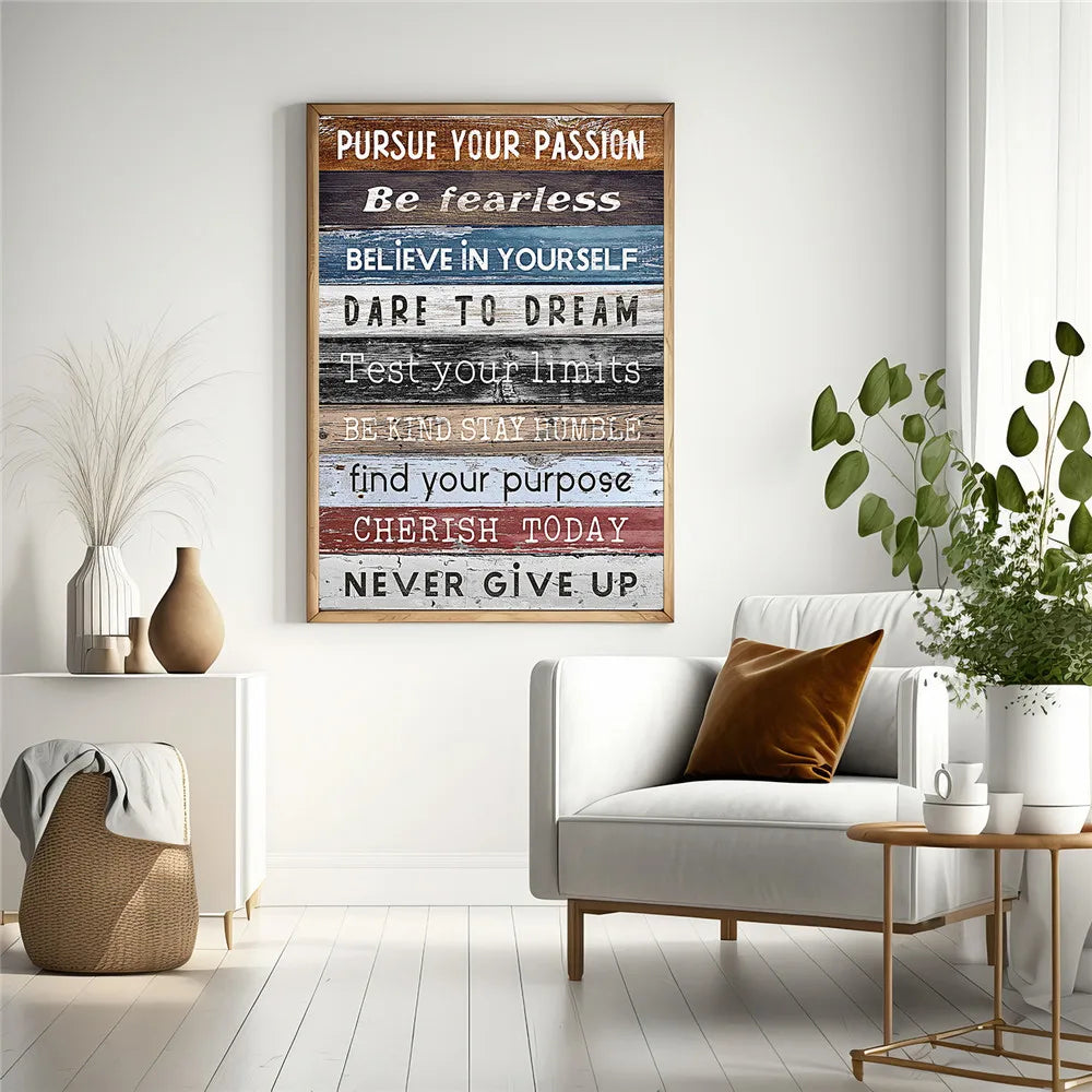 Inspirational Office Wall Decor Painting Abstract Never Give Up Canvas Wall Art Poster for Bedroom Living Room Classroom Decor