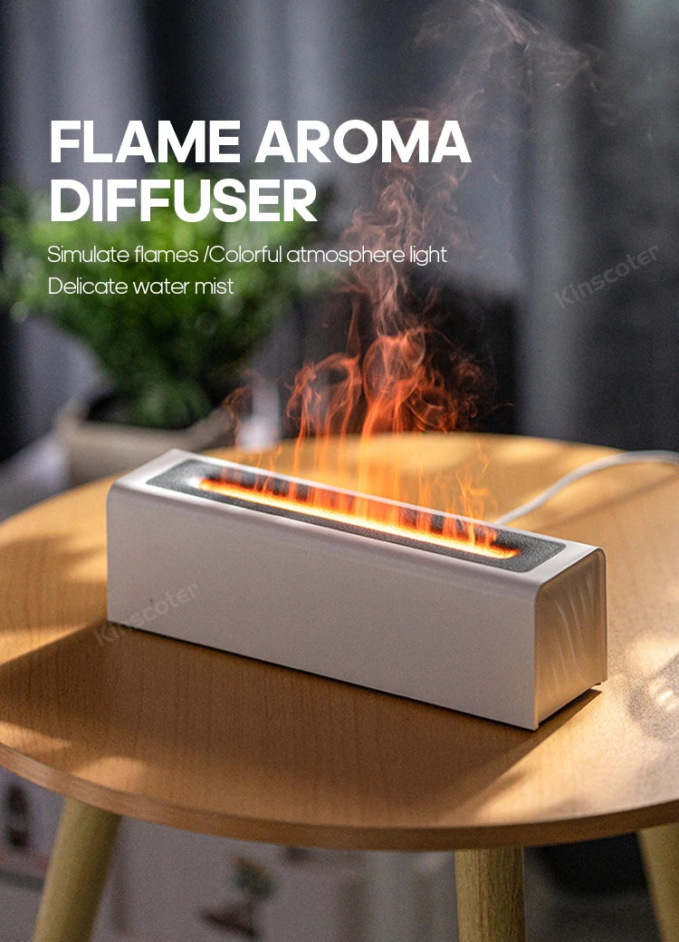 KINSCOTER Flame Aroma Diffuser Air Humidifier Ultrasonic Cool Mist Maker Fogger LED Essential Oil Flame Lamp Difusor