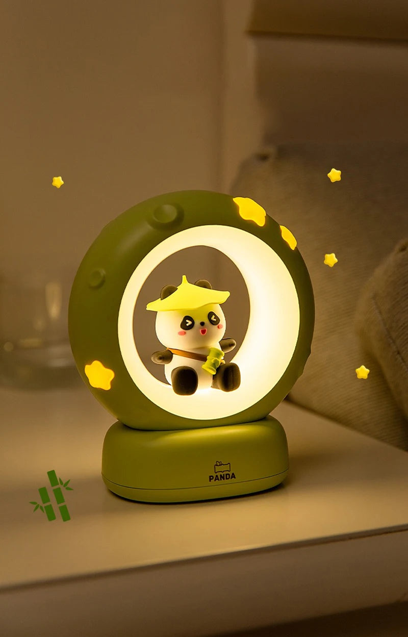 LED Night Light Panda Astronaut Bedside Sleeping Night Lights USB charging Silicone Children Gife Eye Protection Lamp Lighting