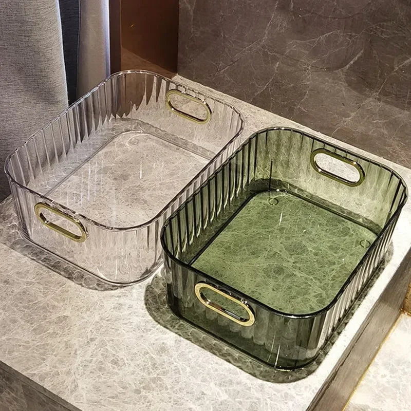 Rectangular Desktop Cosmetic Green Drawer Stackable Storage Box Acrylic Rack Sundries Snack Makeup Practical Storage Basket