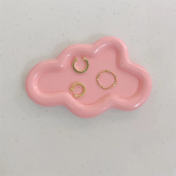 Creative Resin Trays Home Decor Jewelry Dish Heart Cloud Shape Storage Plate Organizer Watch Keys Holder Earrings Necklace Bowls