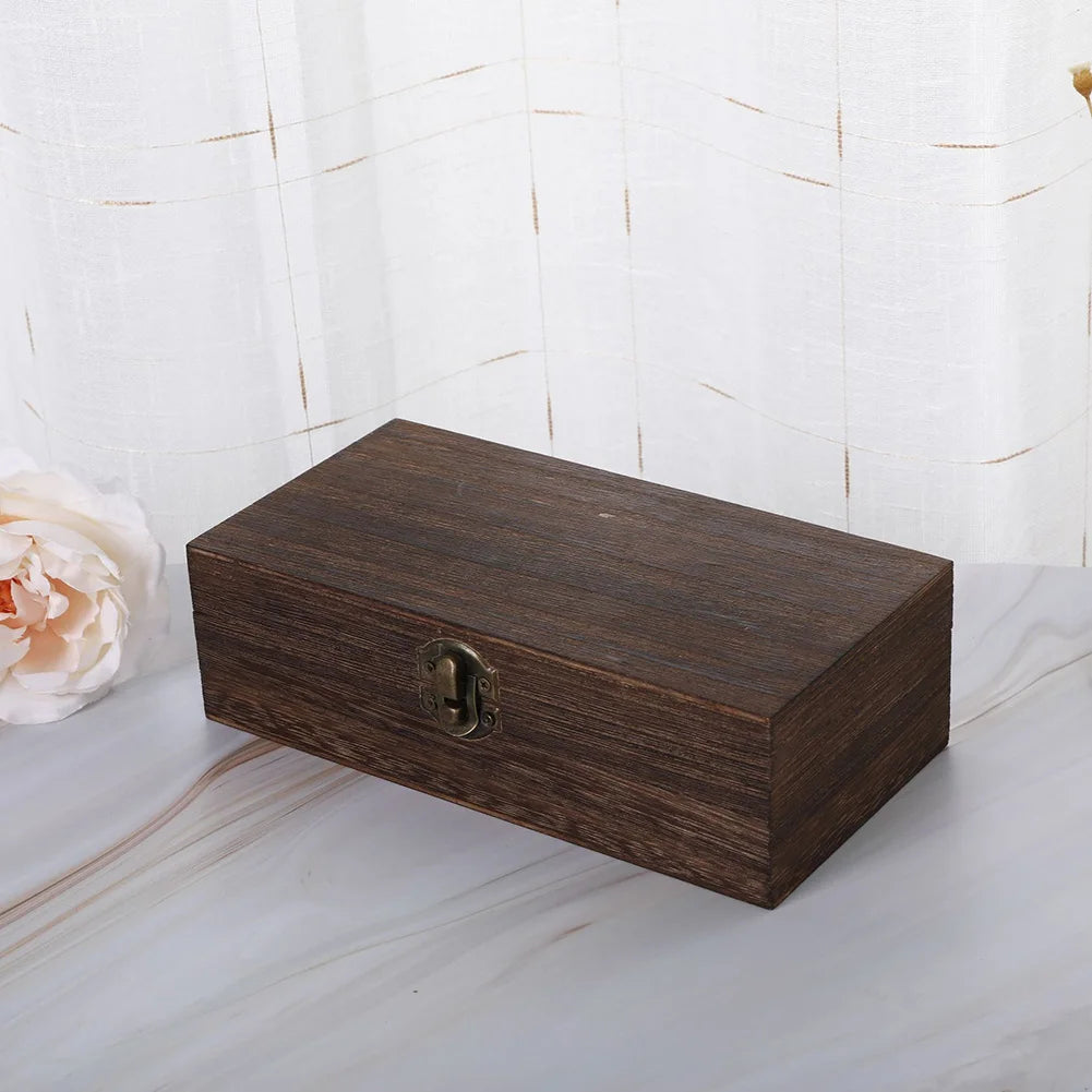 20*10*6 Cm Rectangular Durable Wooden Storage Box Retro Jewelry Box Gift Box Desktop Organizer Clamshell Container