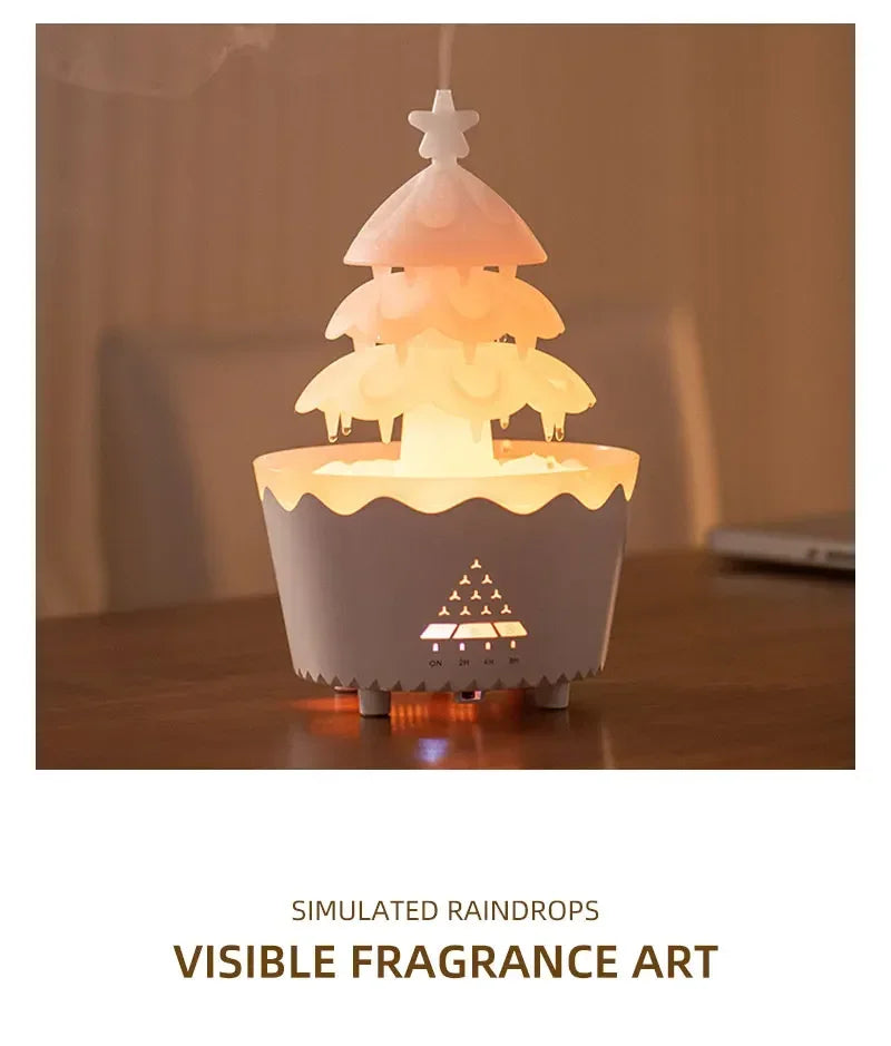 Rain Cloud Aromatherapy Diffuser Ultrasonic Air Humidifier Soothing Water Drops Sound Essential Oil Aroma Diffuser with LED Lamp