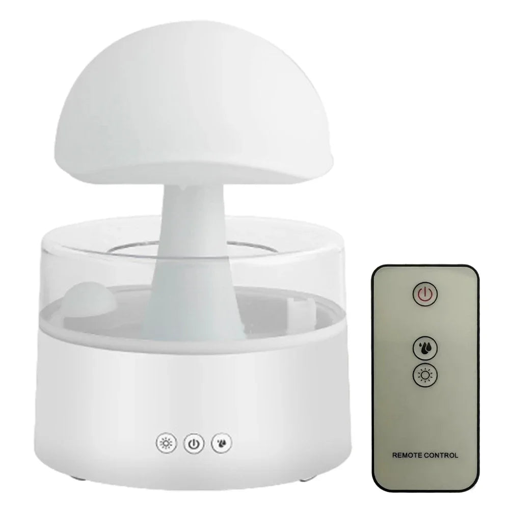 Mushroom Cloud Rain Humidifier Relaxing Raindrop Aromatherapy Machine Ultrasonic Atomization Humidification Colorful Night Light