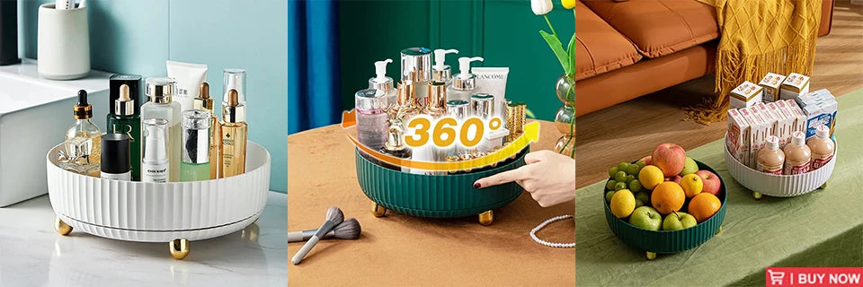 360° Rotatable Desktop Cosmetic Rack Bathroom Shelf Large-capacity Perfume Aromatherapy Skin Care Product Storage Rack Organizer