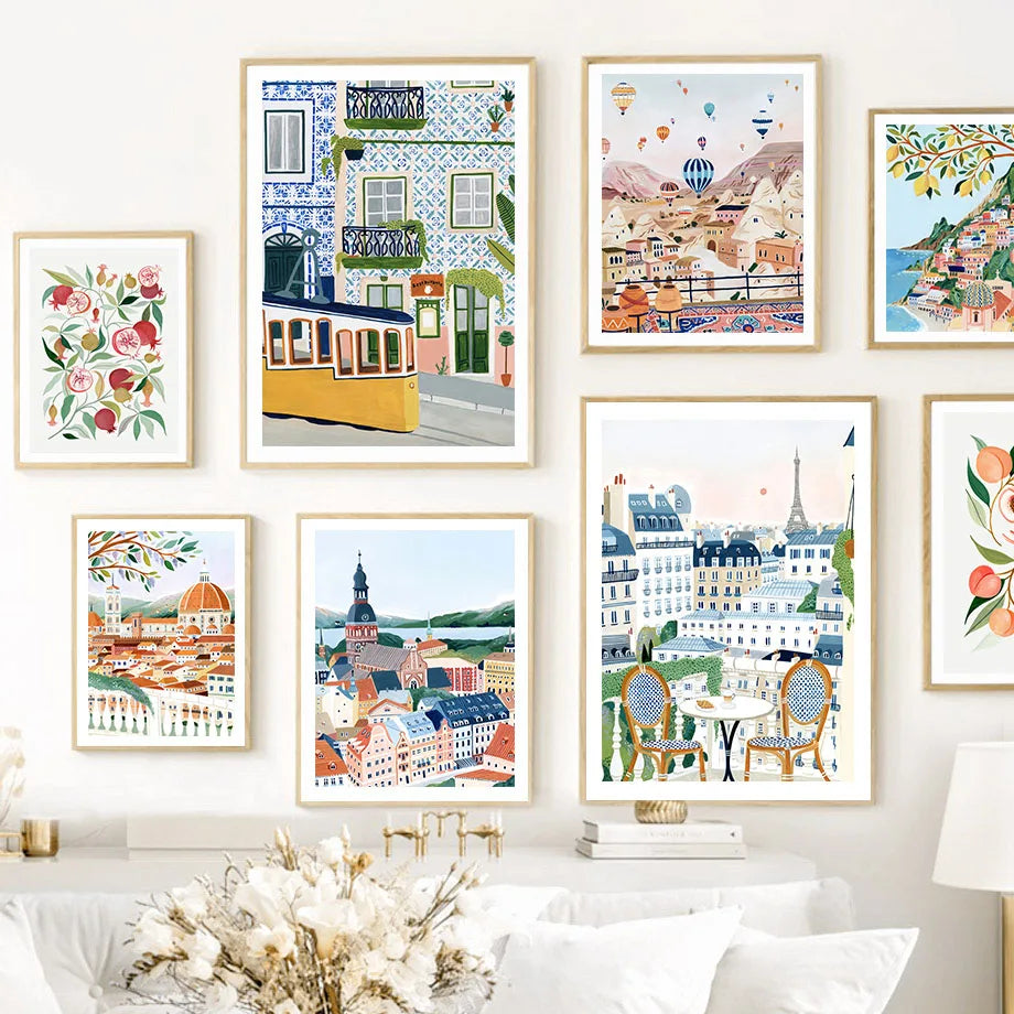 Abstract Landscape City Travel Print Fruit Illustration Poster Wall Art Canvas Painting Wall Pictures For Living Room Home Decor