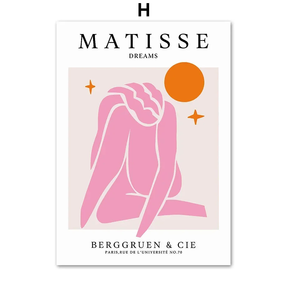 Modern Abstract Wall Art Pink Orange Picasso Lines Face Nude HD Canvas Print Poster Home Living Room Bedroom Decoration