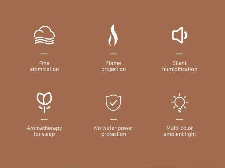 Flame Diffusers for Essential Oils 300ML Aroma Diffuser Humidifier with RGB Light Remote Control for Home Office