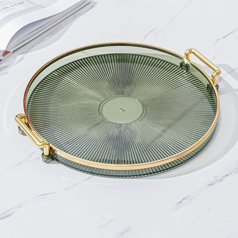 1PC Round Storage Tray Home Living Room Coffee Table Tea Cup Storage Plate Acrylic Tray Aromatherapy Organizer Tray Home Decor