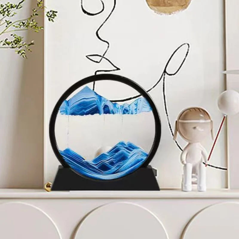 12 Inch 3D Deep Sea Sandscape Creative Hourglass Sand Clock Moving Sand Art Picture Round Glass Quicksand Painting Home Decor