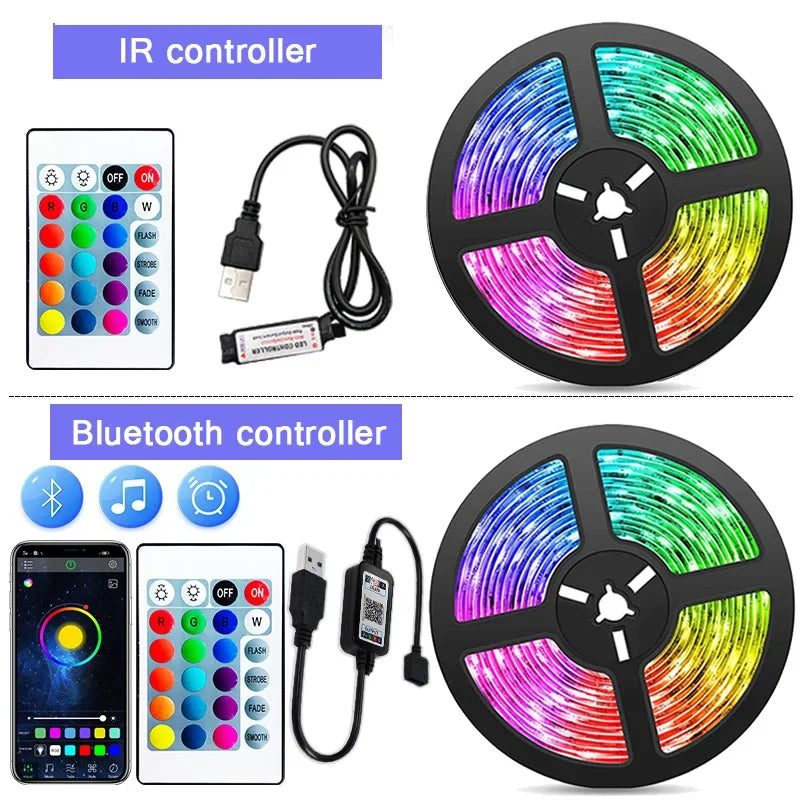LED Strip Light WIFI Bluetooth Control 5050 RGB Led Lights Flexible Ribbon Luces Led 1M-30M 5V USB TV BackLight Room Decoration