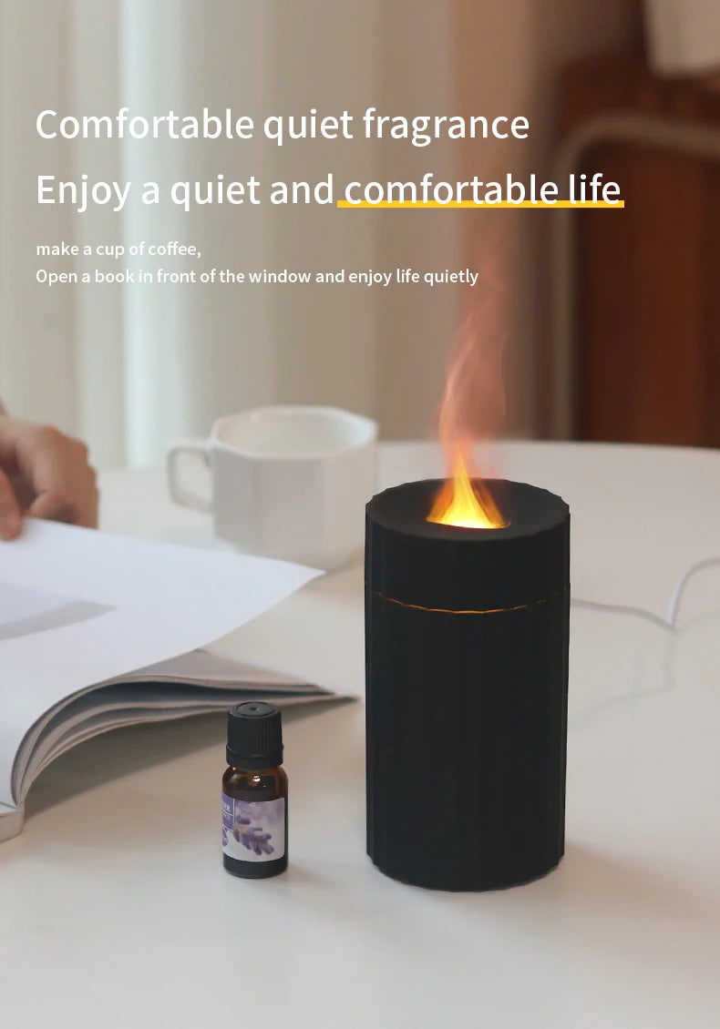 Car Diffuser Flame Humidifier Essential Oil Aroma Aromatherapy Diffuser Auto Air Purifier Air Freshener With LED Light