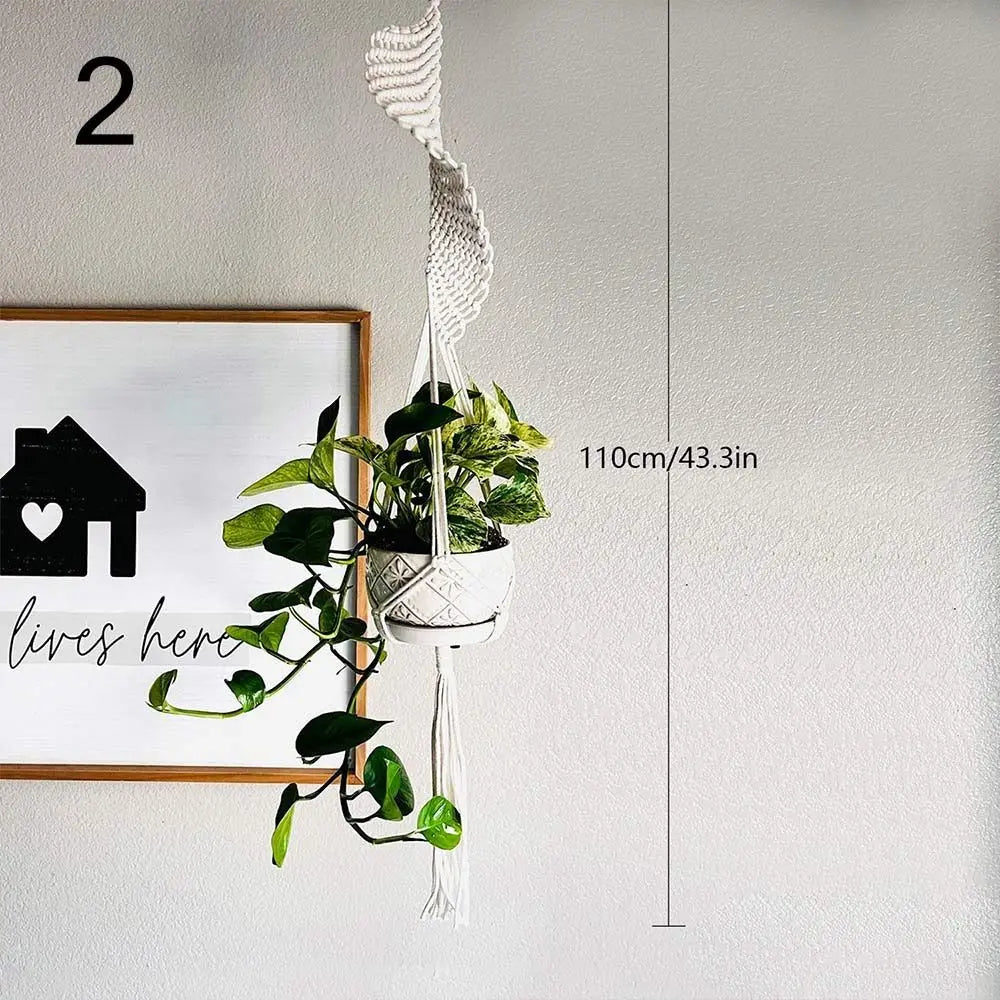 New Macrame Plant Hangers Handmade Beige Color Cotton Rope Hanging Planter Flower Pot Hanging Basket Home Decoration