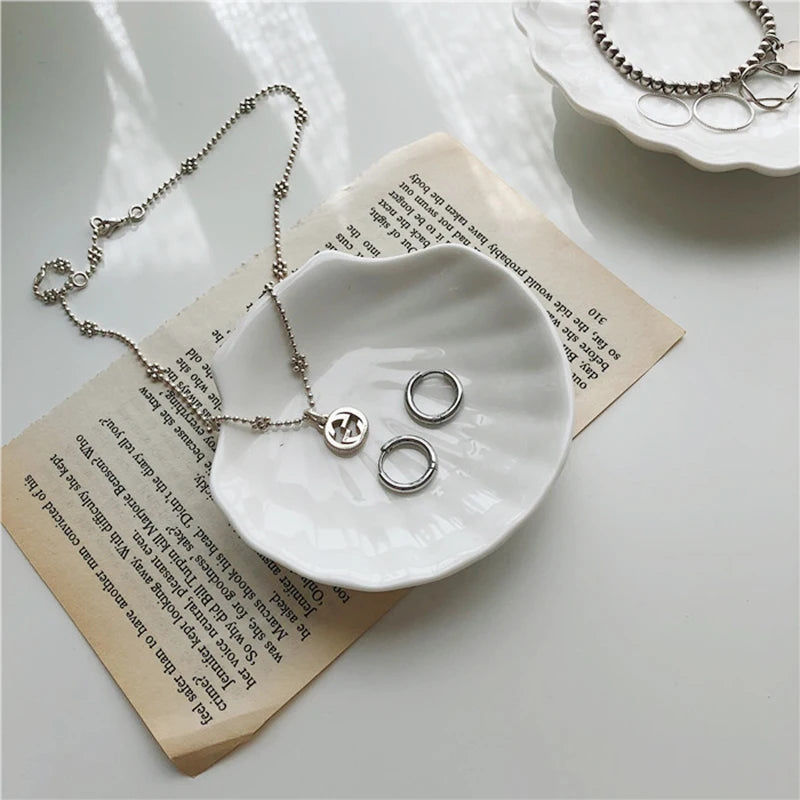 Shell Shaped Jewelry Storage Trays  Trays White Ceramic Plate Storage Dishes Ring Earings Plate Home Decorative Tray Design