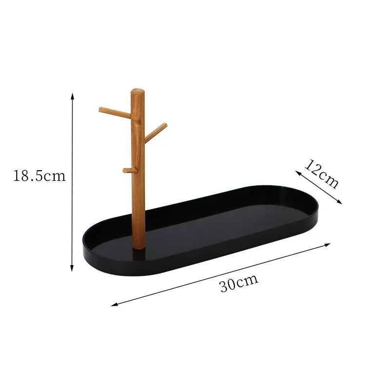2024 New Nordic Bamboo Tree Branch Storage Tray Living Room Desktop Key Hanger Jewelry Display Frame