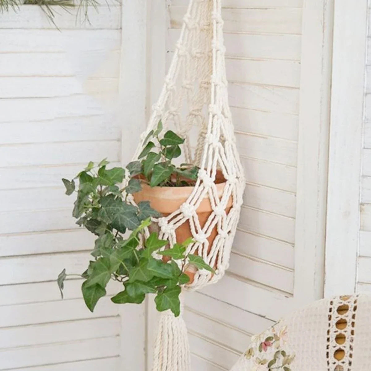 Handmade Macrame Plant Hangers Hanging Cotton Rope Hanging Planter Garden Plant Pot Holder Decor for Indoor Living Room Balcony