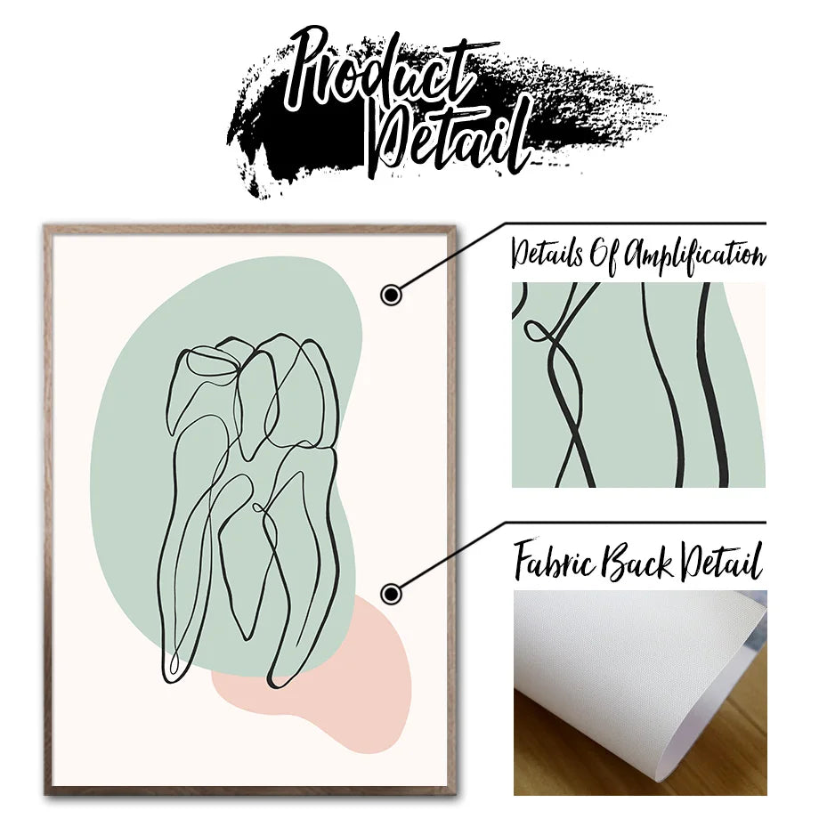 Abstract Line Teeth Oral Health Modern Wall Art Canvas Painting Nordic Posters And Prints Wall Pictures For Dental Clinic Decor