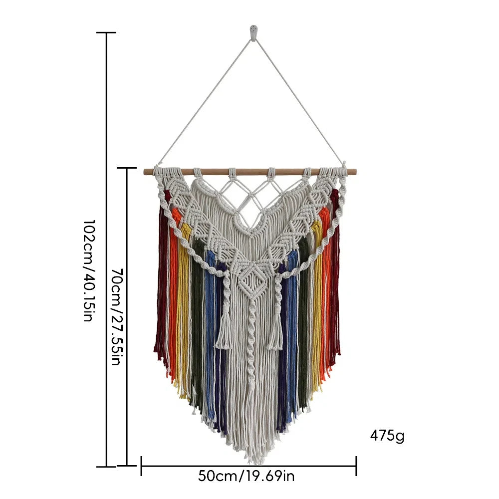 Hand-woven Craft Cotton Macrame Wall Hangings Tapestry Wall Art Home Decor for Living Room Apartment