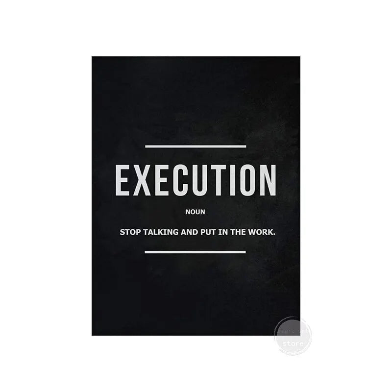 Motivational Hustle & Grind Canvas Art Poster - Execution Grit Talent Print for Office and Home Wall Decor