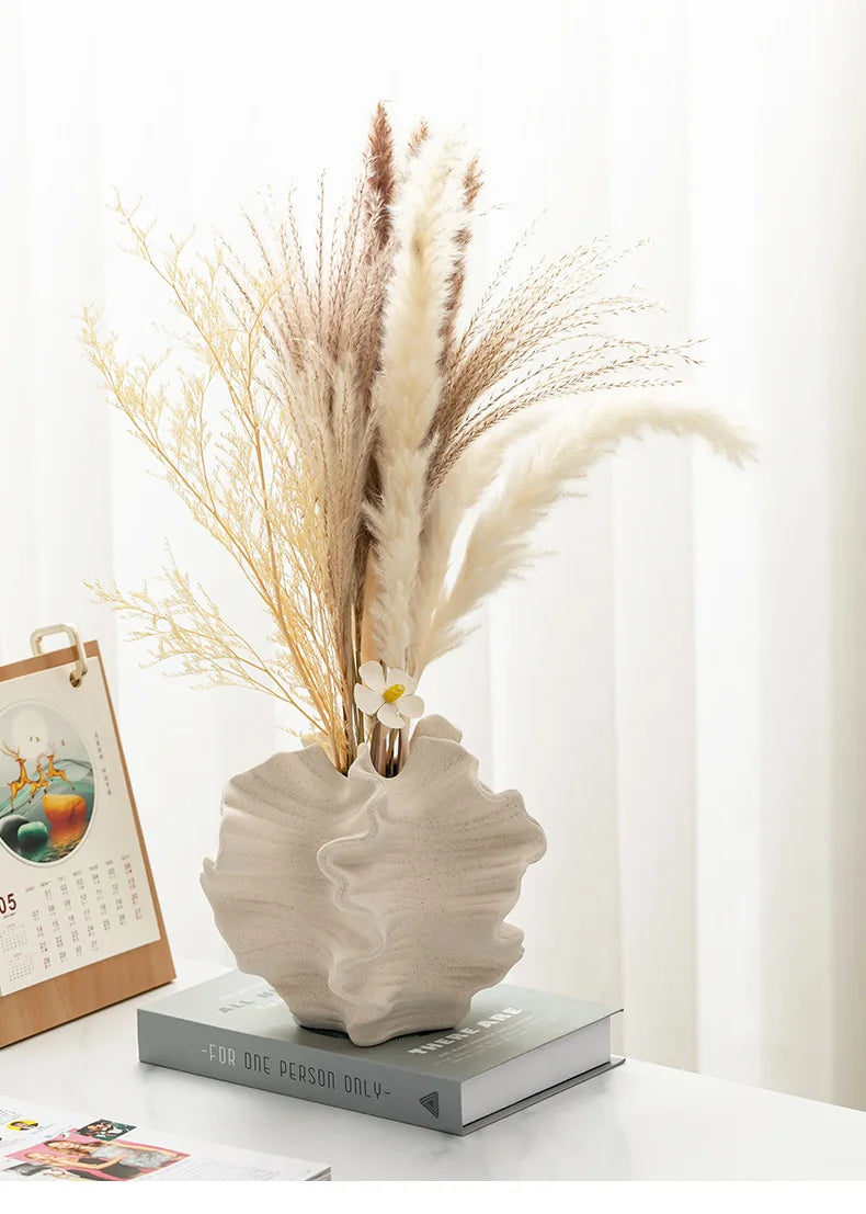 Creative Irregular Wrinkle Vase Abstract Crafts Ceramic Flower Pots Desk Decoration Porcelain Flowers Arrangement Floral Vases