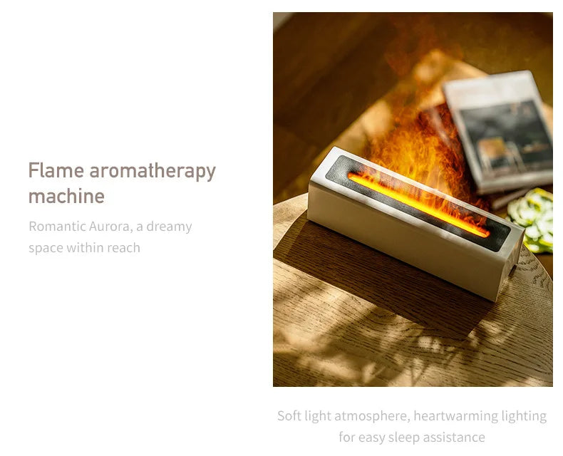 Flame Aroma Diffuser Essential Oil Air Humidifier Ultrasonic Cool Mist Difusor with RGB Realistic Fire Night Light