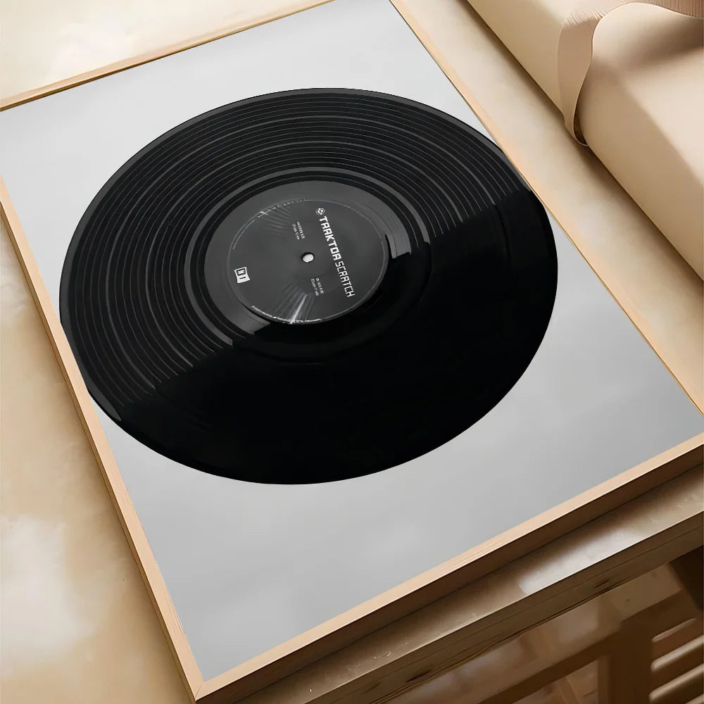 Nordic Vintage Vinyl Records Poster Self-adhesive Art Waterproof Paper Sticker Coffee House Bar Room Wall Decor