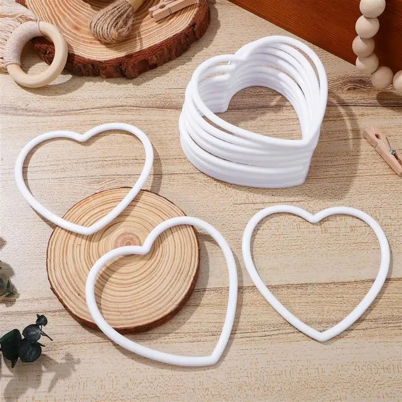 20/10 Pcs Heart Shaped Dream Catcher Rings Acrylic Crafts Floral Wall Hanging Wreath Macrame Handmade Accessories