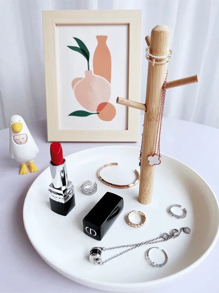 2024 New Nordic Bamboo Tree Branch Storage Tray Living Room Desktop Key Hanger Jewelry Display Frame