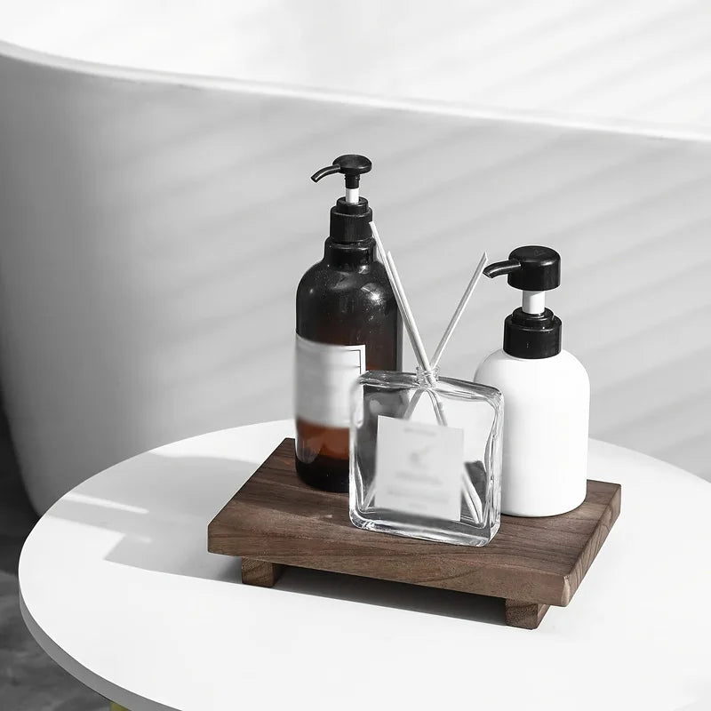 Retro Wooden Bathroom Tray Vanity Hands Soap Scented Candle Storage Holder Kitchen Seasoning Tray Home Decoration For Lr Bth etc