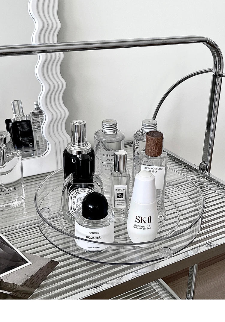 360° Rotatable Desktop Cosmetic Rack Bathroom Shelf Large-capacity Perfume Aromatherapy Skin Care Product Storage Rack Organizer