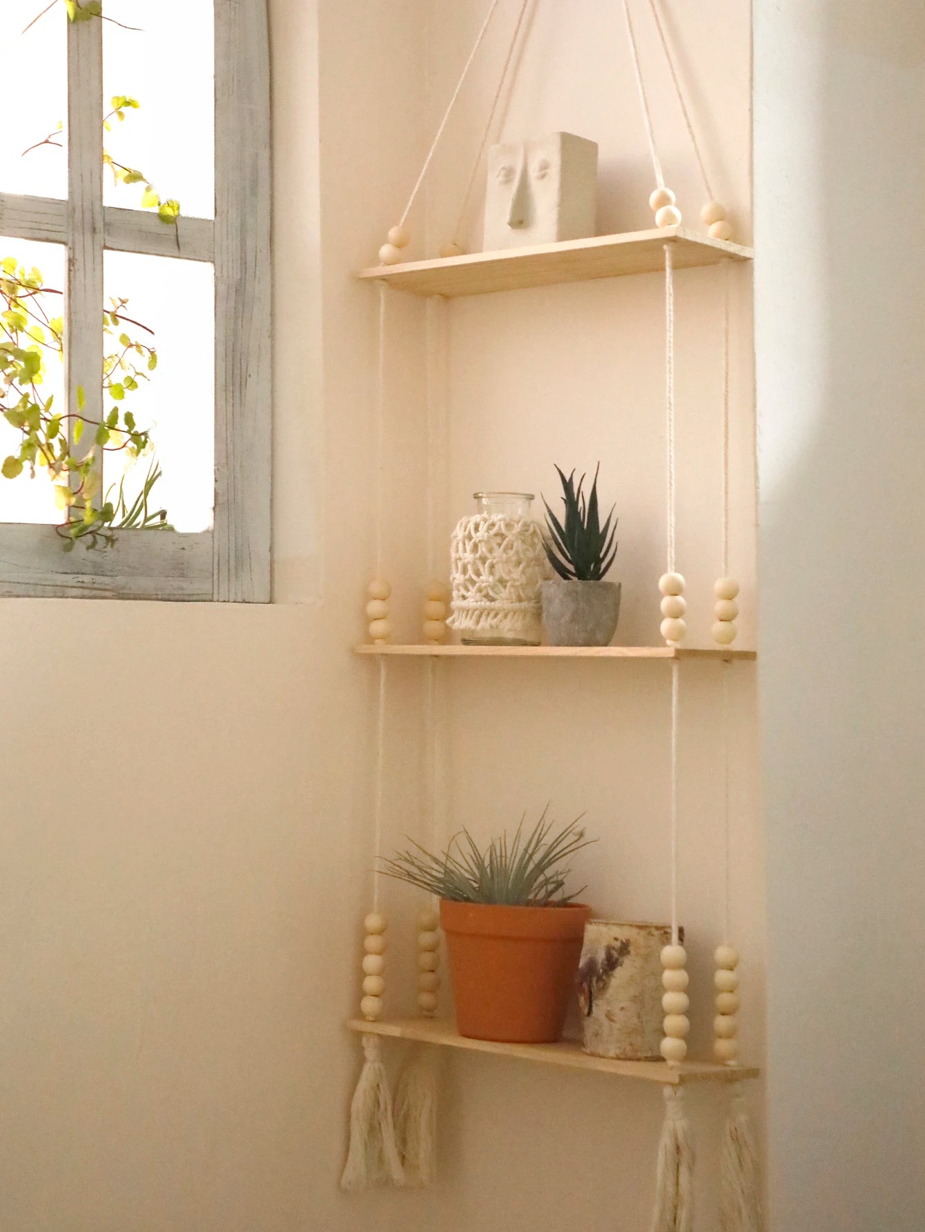 Wooden Storage Rack Wall Hanging Shelves Plant Floating Wall Shelf Rustic Wood Shelves Bedroom Living Room Home Decorations Gift