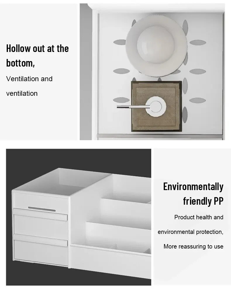 1pc White New Drawer Makeup Storage Box Dormitory Finishing Plastic Shelf Cosmetics Skin Care Dressing Table Make Up Organizer