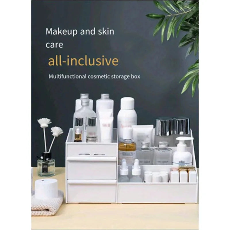 Makeup table with large capacity desktop storage, drawer rack, for versatile storage of skincare products and cosmetics