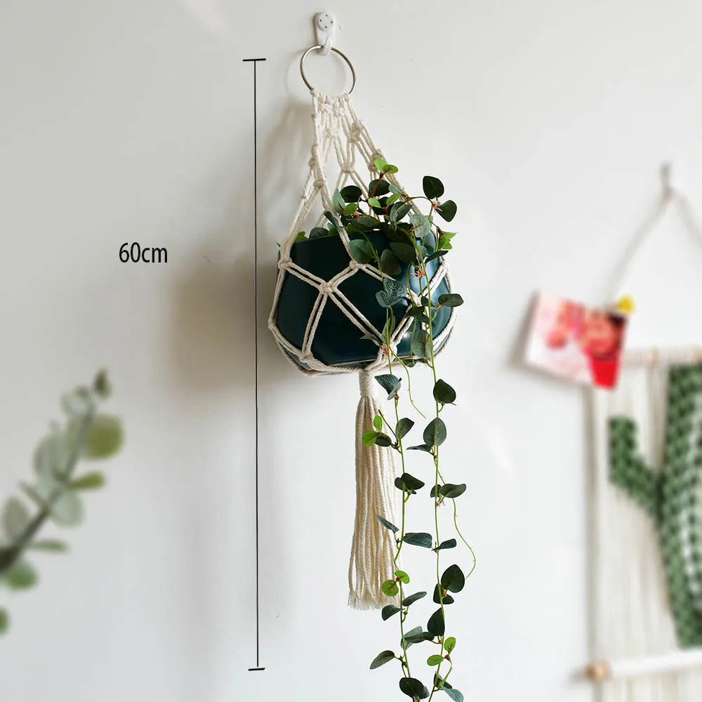 Bohemian macrame handmade products  short macrane plant hanger for wall hanging pot holder for fleshiness
