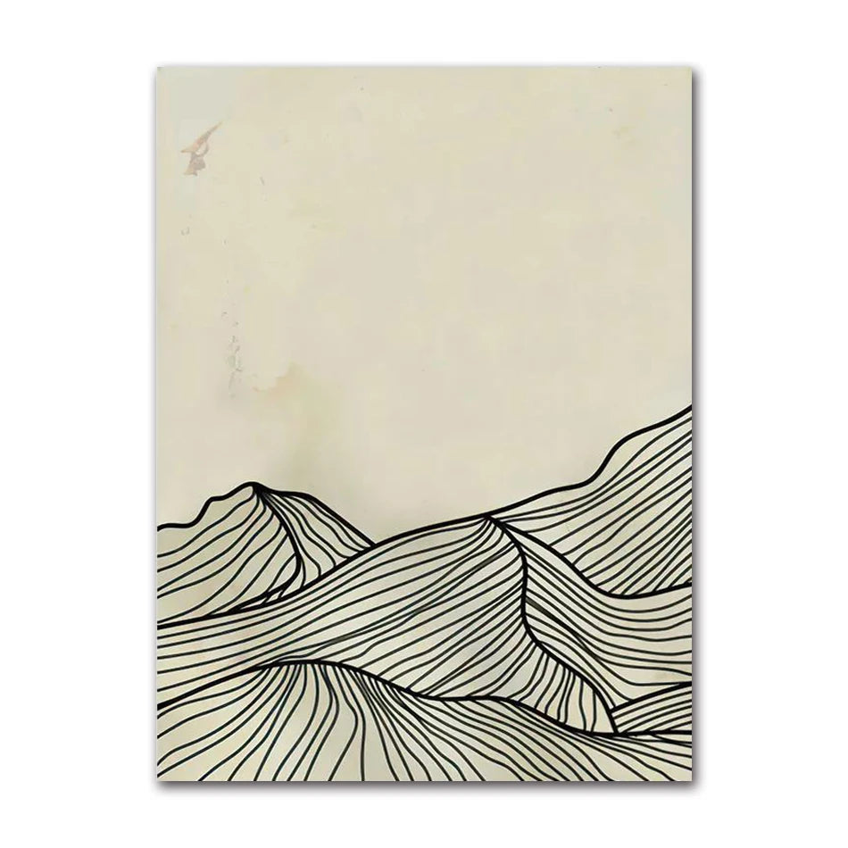 Minimalist Sun Mountain Line Abstract Wall Art, Nordic Posters Prints, Minimalist Image, Canvas Painting, Room Decoration, Set 3